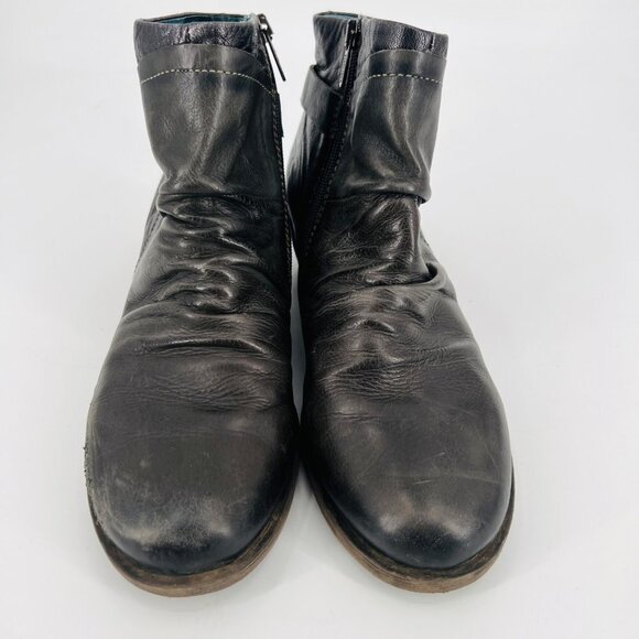 Pikolinos Ruched Black Leather Ankle Boots with Buckle‎ Size 40 - Picture 4 of 12